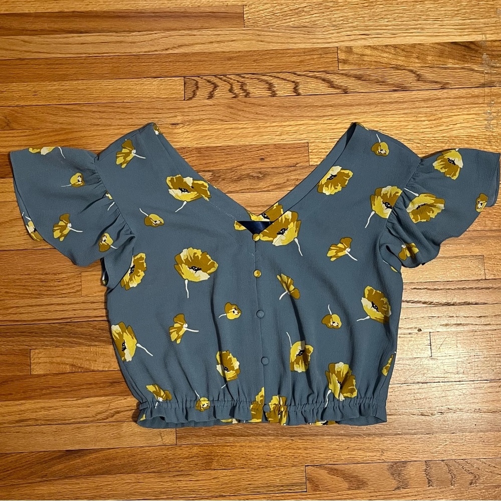 Blue and Yellow Floral Blouse